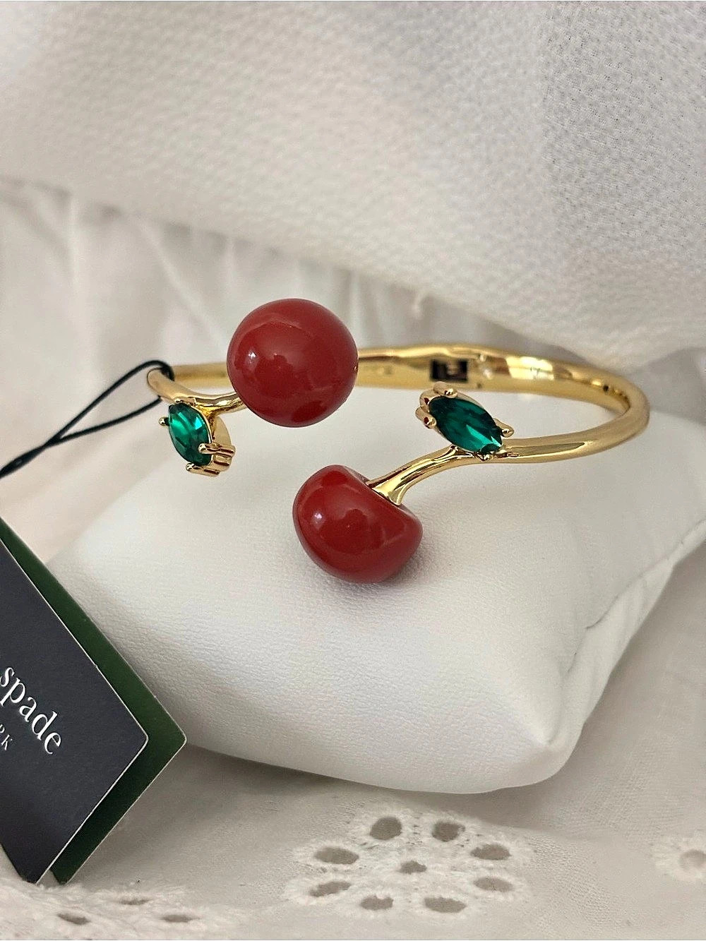 kate spade new york Ma Cherie Cherry Open Hinged Cuff Bracelet Cherry Charm